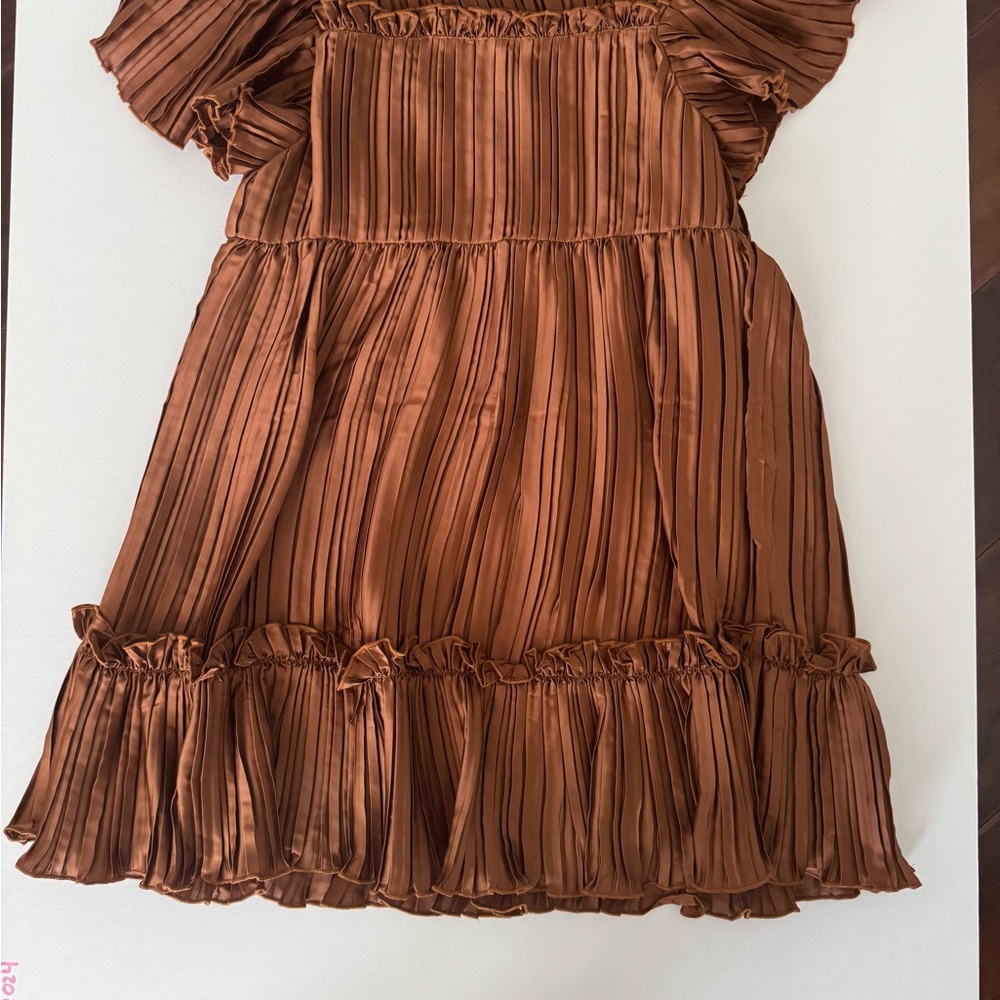Janie and Jack Pleated Brown Kids Dress
